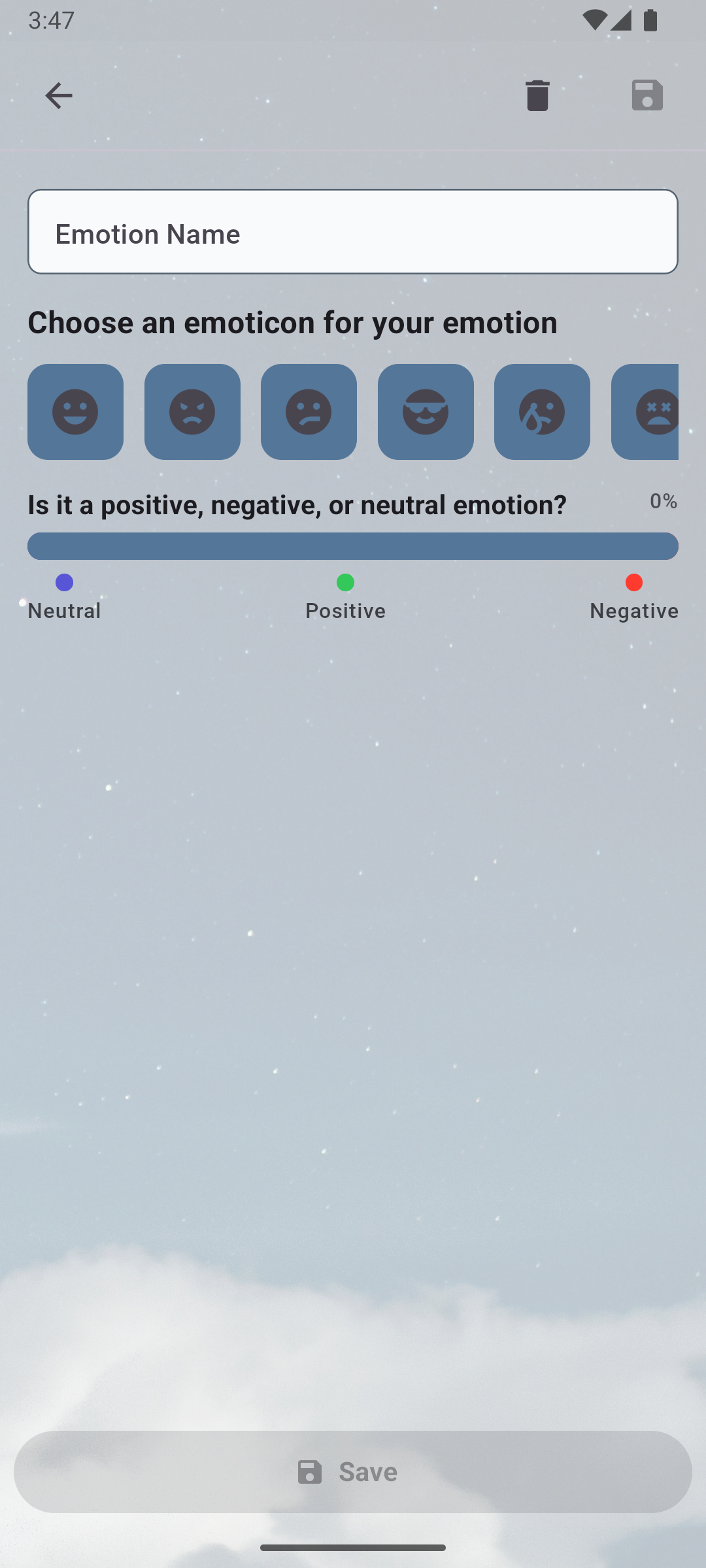 Custom emotion creator with emoticon and name